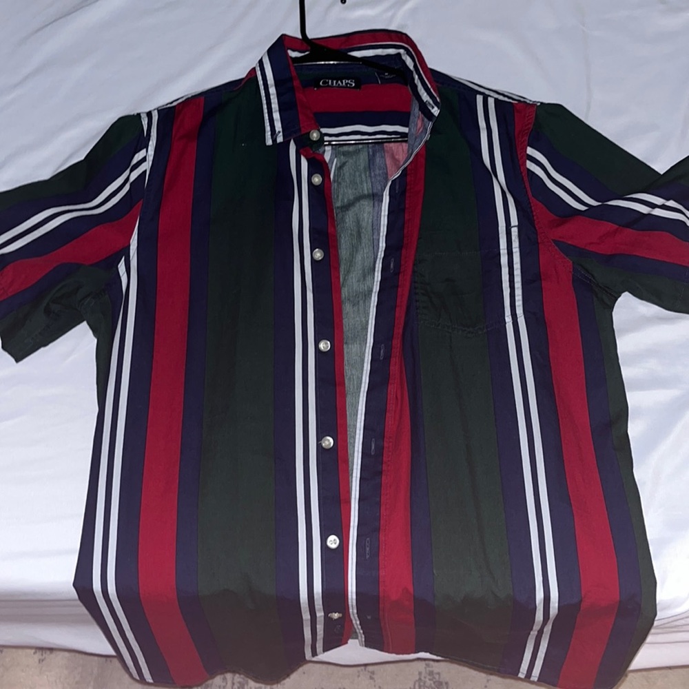 Chaps Pattern Short Sleeve Button Up - Size M